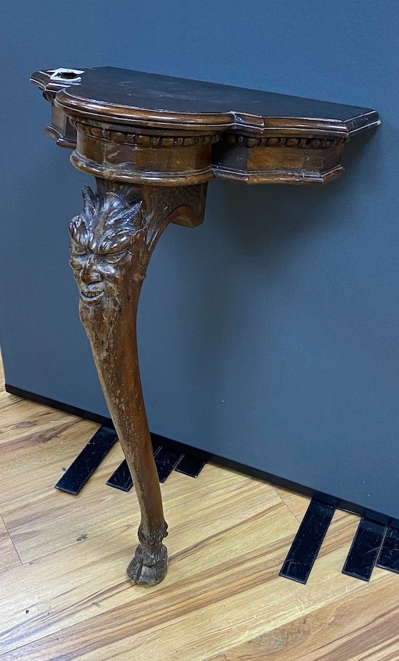 A 19th century mahogany monopodia console table, in George II Irish style, height 83.5cm, width 45cm, depth 37cm